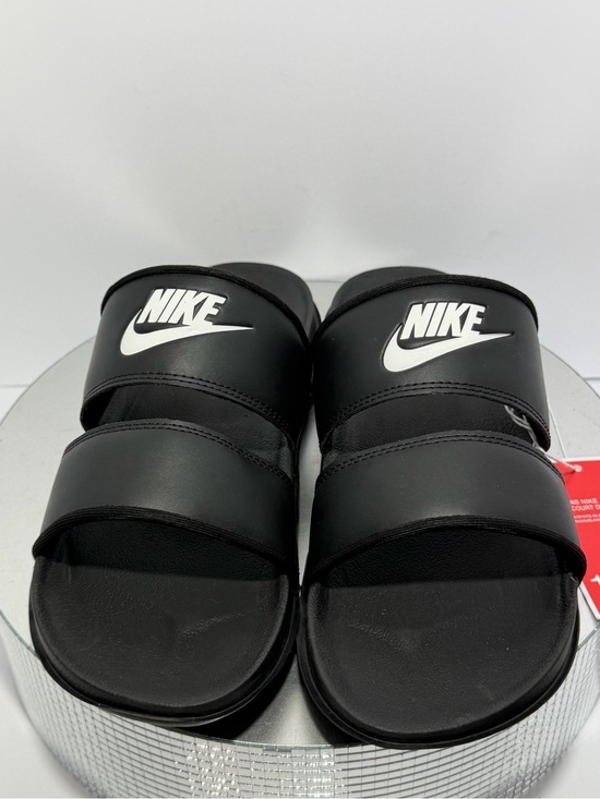Nike Other - Nike Black Slides with White Swoosh Double-Strap size 10